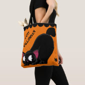 ハロウィンの黒猫およびくも トートバッグ (クローズアップ)