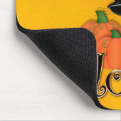 ハロウィンの黒猫およびカボチャ マウスパッド (コーナー)