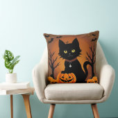 ハロウィンの黒猫がジャック・オ・ランタンに囲まれて クッション (椅子)