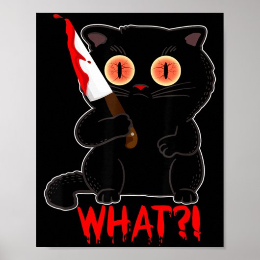 ハロウィンの黒猫が子猫を刺す ポスター (正面)