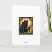 ハロウィンの黒猫が本を読む シーズンカード (裏面)