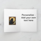 ハロウィンの黒猫が本を読む シーズンカード (内部)