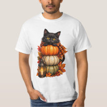 ハロウィンの黒猫とかぼちゃの積み重ね