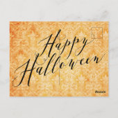 ハロウィンの黒猫とオレンジのカボチャ ポストカード (裏面)