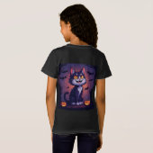 ハロウィンの黒猫とカボチャとコウモリ 🎃 Tシャツ (裏面フル)
