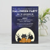 ハロウィンの黒猫とカボチャと墓地と満月 招待状 (スタンド正面)