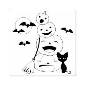 ハロウィンの黒猫とカボチャの塗り絵 ラバースタンプ (インプリント)