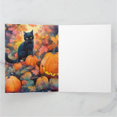ハロウィンの黒猫とカボチャの怖いデザイン カード (内部)
