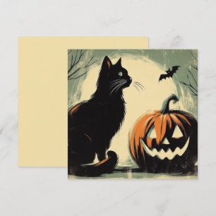 ハロウィンの黒猫とカボチャ カード
