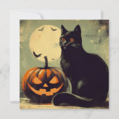 ハロウィンの黒猫とカボチャ カード (正面)