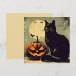 ハロウィンの黒猫とカボチャ カード