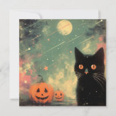 ハロウィンの黒猫とカボチャ カード (正面)