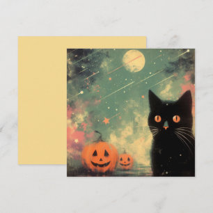 ハロウィンの黒猫とカボチャ カード
