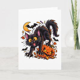 ハロウィンの黒猫とカボチャ カード