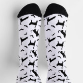 ハロウィンの黒猫とコウモリのデザイン ソックス (上部)