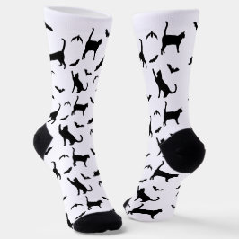 ハロウィンの黒猫とコウモリのデザイン ソックス