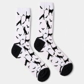 ハロウィンの黒猫とコウモリのデザイン ソックス (右)