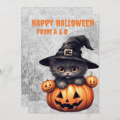 ハロウィンの黒猫とパンプキン　ゴシックで怖い シーズンカード (正面/裏面)