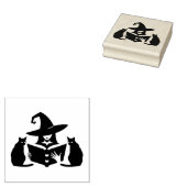 ハロウィンの黒猫と本を読む魔女 ラバースタンプ (押印)
