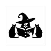 ハロウィンの黒猫と本を読む魔女 ラバースタンプ (インプリント)