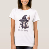 ハロウィンの黒猫と魔女の帽子 ホワイト Tシャツ (正面)
