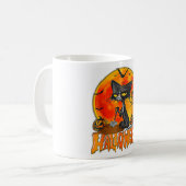 ハロウィンの黒猫のかぼちゃ満月コスチューム コーヒーマグカップ (正面左)