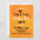 ハロウィンの黒猫のカボチャジャックOのランタンのパーティー 招待状 (裏面)