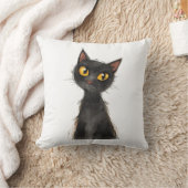 ハロウィンの黒猫のスロー枕 クッション (ブランケット)