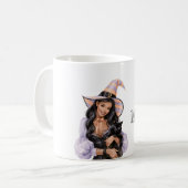 ハロウィンの黒猫の女の子 コーヒーマグカップ (正面左)