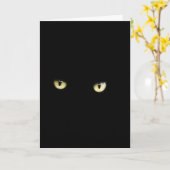 ハロウィンの黒猫は挨拶状を注目します カード (黄色い花)