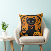 ハロウィンの黒猫を囲まれたジャック・o・ランタン クッション (椅子)
