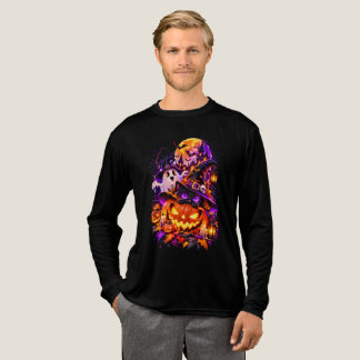 ハロウィンの黒猫ゴースト トライブレンドTシャツ