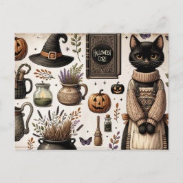 ハロウィンの黒猫ジャンクジャーナル ポストカード