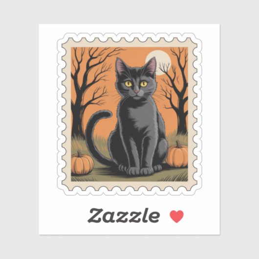 ハロウィンの黒猫スタンプ シール (シート)