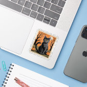 ハロウィンの黒猫スタンプ シール (ノートパソコンとiPhone)