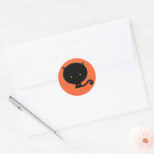 ハロウィンの黒猫ステッカー ラウンドシール (封筒)