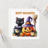 ハロウィンの黒猫 カード (正面/裏面インサイチュ)