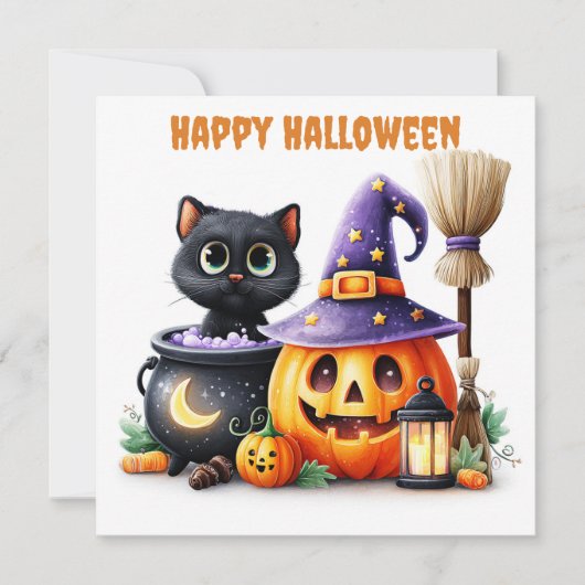 ハロウィンの黒猫 カード (正面)