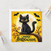 ハロウィンの黒猫 カード (正面/裏面インサイチュ)