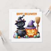 ハロウィンの黒猫 カード (正面/裏面インサイチュ)