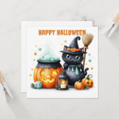 ハロウィンの黒猫 カード (正面/裏面インサイチュ)