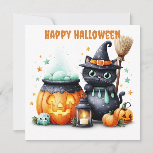 ハロウィンの黒猫 カード (正面)
