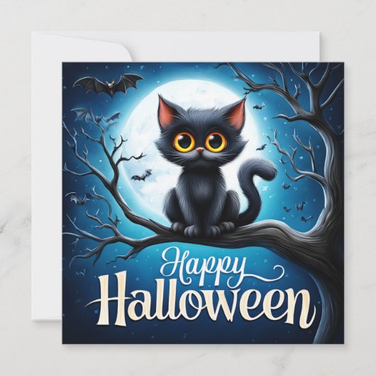 ハロウィンの黒猫 カード (正面)