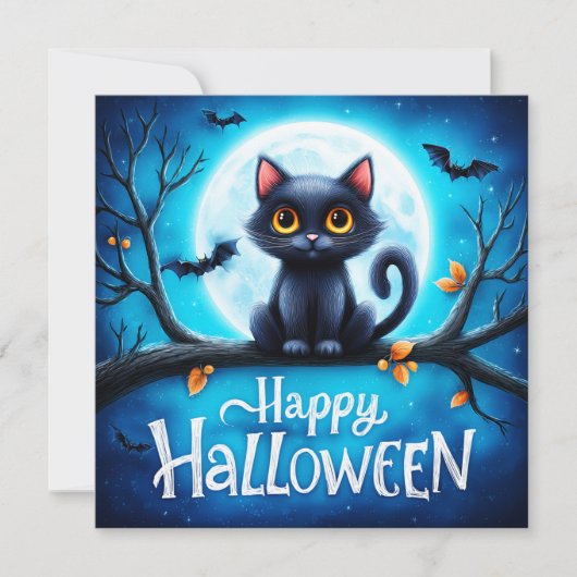 ハロウィンの黒猫 カード (正面)