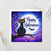 ハロウィンの黒猫 カード (正面/裏面インサイチュ)