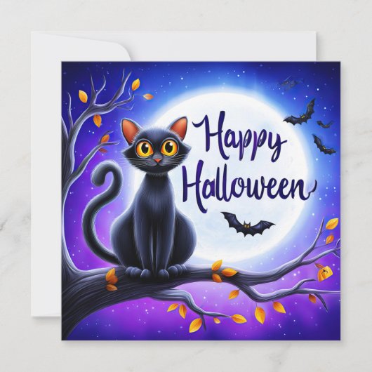 ハロウィンの黒猫 カード (正面)