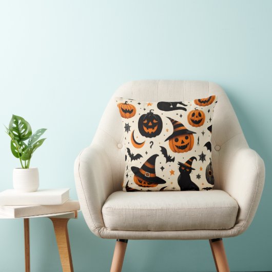 ハロウィンの黒猫 クッション (椅子)
