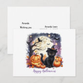 ハロウィンの黒猫 シーズンポストカード (正面/裏面)