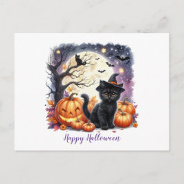 ハロウィンの黒猫 シーズンポストカード