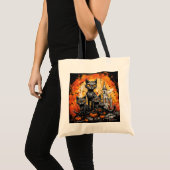 ハロウィンの黒猫 トートバッグ (正面(商品))